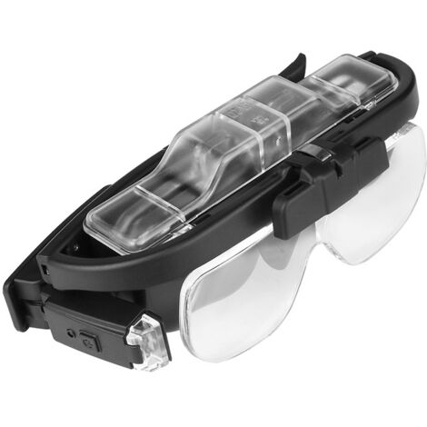 Ahlsen Lunette Loupe Eclairante LED 2 Lumières, Loupe Serre-Tête pour Lecture Précision Travail Horloger Malvoyant Main Llibre