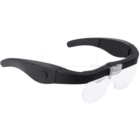 Lunette Loupe avec 2 LED, Frontale Grossissantes avec 4 Lentilles Amovibles pour Lecture, Bijoutier, Couture, et Bricolage (1.5X-5X) (1/5)
