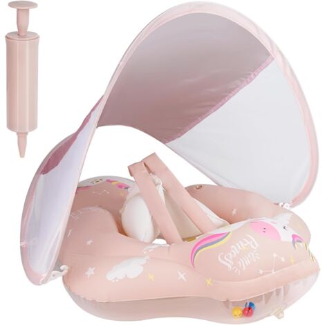 AIDUCHO Natation Bébé Anneau, Bébé Siège De Piscine avec auvent Amovible, Bouée Gonflable pour Enfants Anneau de Natation, Bouee Bebe Piscine L (1/5)