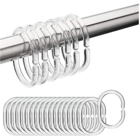 CSPARKV Lot de 24 anneaux de rideau : le kit de crochets de rideau en plastique dispose de 24 anneaux, assez pour votre remplacement et votre utilisation quotidienne. Sa taille est de 4,4 x 2,8 x 0,55 (1/5)