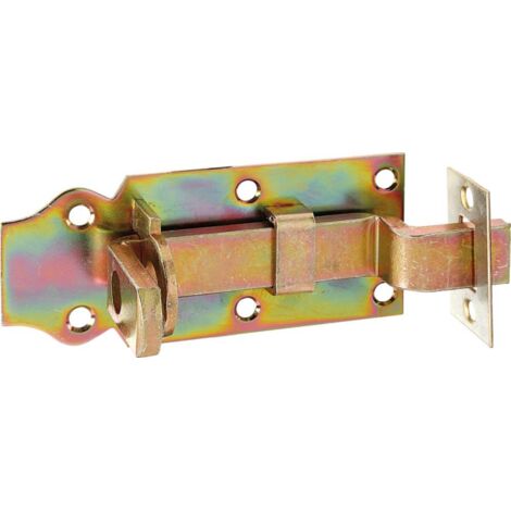 Verrou porte cadenas, droit avec passant fixe, 120x22mm jaune galvanisé (1/2)