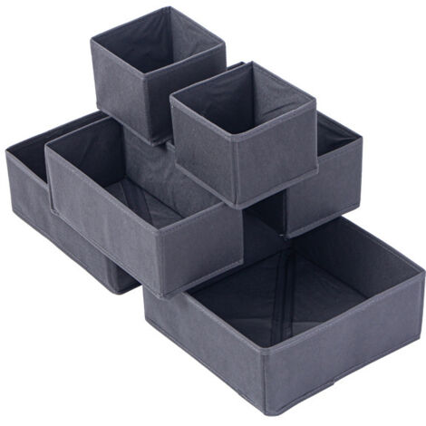 Organiseur à tiroirs/organiseur pour vêtements, pliable pour armoire, chambre ou cuisine, lot de 6, gris (1/5)