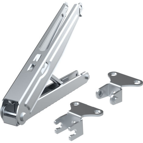 Compas à crémaillère faible hauteur 195 mm – Acier zingué blanc – 13 positions – Inclinaison précise pour sommier et tables de massage