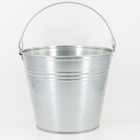 Seau en acier galvanisé 15L – Résistant aux intempéries – Poignée ergonomique pour transport facile – Pour terre, eau, mortier - SEAU 15 L