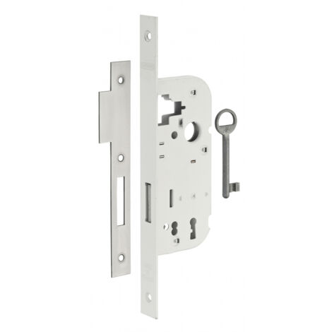 THIRARD - Serrure encastrable à clé pour porte intérieure, pêne dormant seul, axe 40mm, bouts carrés, blanc, 1 clé - THIRARD (1/2)