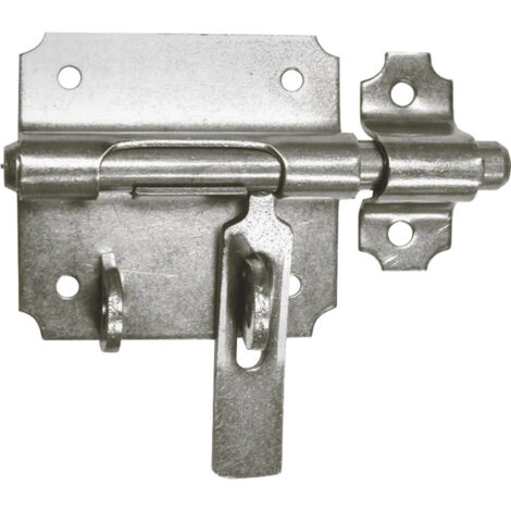 Itar – Verrou à porte-cadenas pour box – Acier zingué – Course 32 mm – Diamètre 10 mm – Platine 65 x 61,5 x 1,5 mm (1/3)
