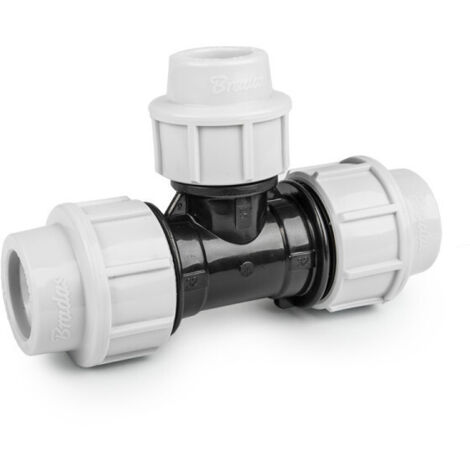 Lem Select – Raccord à compression Té réduit PN16 – Pour tube PE 25-20-25 mm – Pression nominale 16 bars – Raccord plomberie durable (1/2)