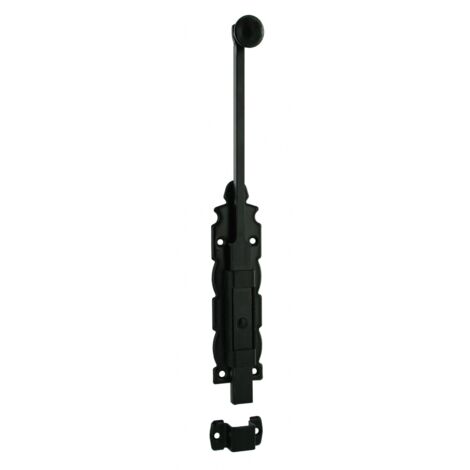 Thirard – Verrou à plaquer coulissant 305mm – Corps et gâche acier – Pêne plat pour porte intérieure – Finition noire (1/2)