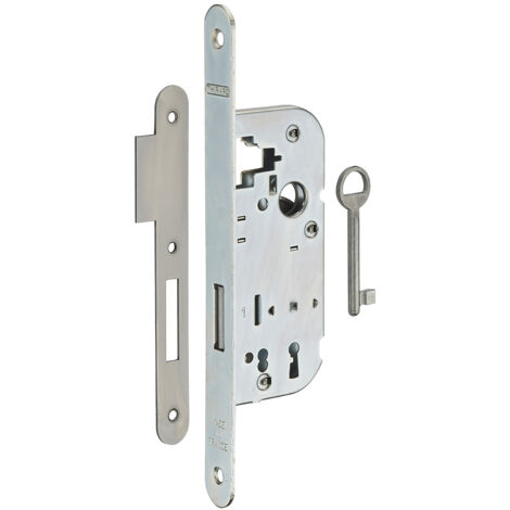 – Serrure encastrable à clé pour porte intérieure – Pêne dormant 40mm – Acier embouti – Mécanisme 1 tour – 1 clé avec 6 variures (1/4)