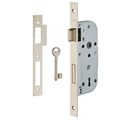 Thirard – Serrure monopoint encastrée à clé – Pêne dormant 40mm – Bouts carrés – Gâche plate en acier – Finition nickelée ou laitonnée (1/2)