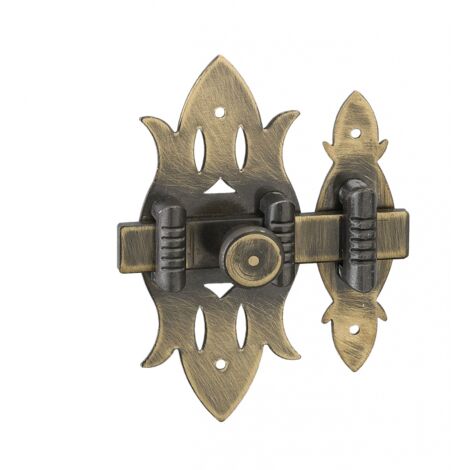 Thirard – Verrou de meuble rustique en laiton patiné 40x90mm – Pêne plat coulissant pour portes de meubles – Installation facile – Garantie 10 ans