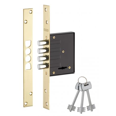 Thirard – Serrure monopoint encastrée 4 pênes ronds – Têtière laitonnée – Axe 40mm – Verrouillage efficace pour porte d'entrée (1/2)