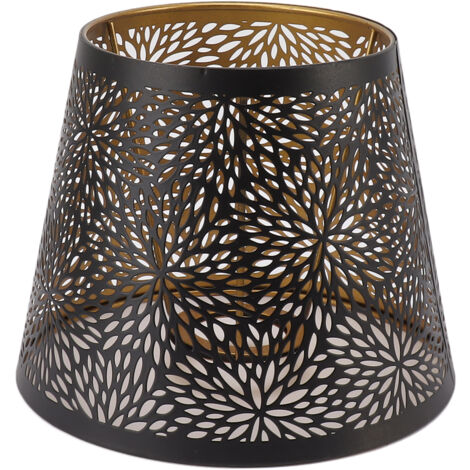 Sunxury – Abat-jour en métal ajouré noir – Motif doré intérieur – E26 E27 – 15 cm de hauteur pour lampe de plafond ou murale
