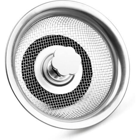 Sunxury – Bouchon d'évier en acier inoxydable poli – Filtre à évier avec anneau en caoutchouc – Diamètre 8,4 cm – Installation rapide et facile (1/5)