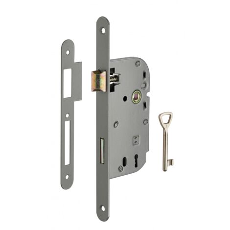 Thirard – Serrure encastrable à clé pour porte de chambre – Entr'axe 50mm – Pêne acier zingué – Têtière acier – Demi-tour réversible sans démontage (1/2)
