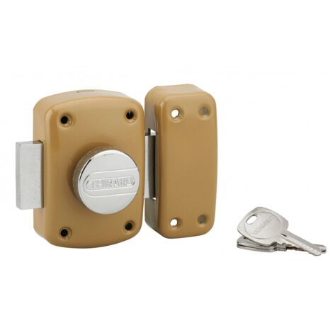 Thirard – Verrou à bouton 45mm – Cylindre laiton 5 goupilles – 3 clés en acier – Pêne en acier chromé pour sécurité renforcée (1/5)