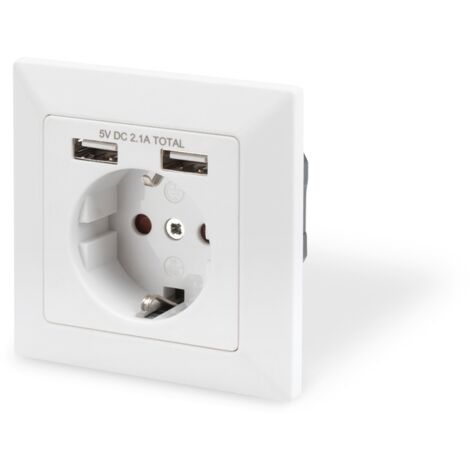 DIGITUS Unterputz Steckdose 250V 2 x USB A, weiß (1/5)