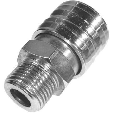 Lem Select – Raccord rapide femelle 1/4" GAZ – Filetage mâle – Acier chromé – Utilisation air comprimé – Raccord pour professionnels (1/2)