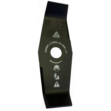 Lem Select – Lame de débroussailleuse 2 dents courbée 200 mm – Acier nickel pour débroussaillage intensif – Épaisseur 3 mm – Alésage 25,4 mm