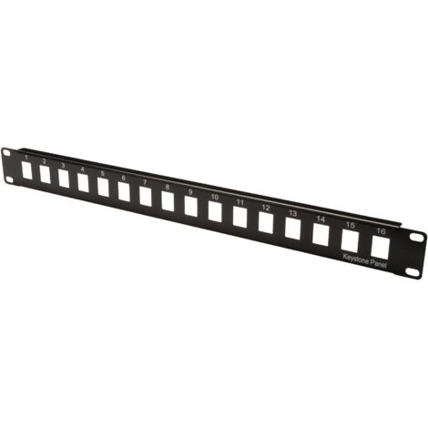 Panneau de brassage 16 ports non équipé 1 UH – Modulaire pour modules Keystone – Montage en rack 483 mm (19") – Couleur noir RAL 9005 – Digitus
