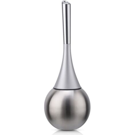 Porte Brosse Toilettes sur Pied Acier Inoxydable Finition Brossé Polie de WC Set Salles (Brosse Inclus)-Argenté (1/5)