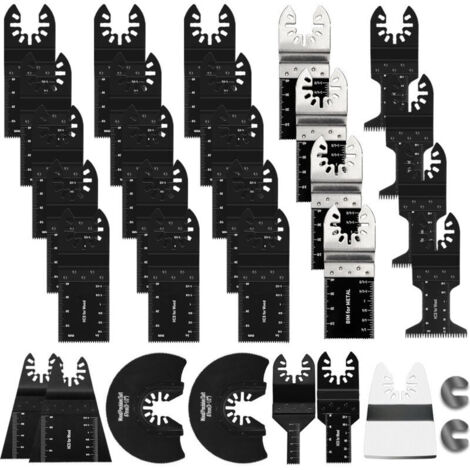 Kit de 31 lames de scie oscillantes à monter soi-même, pour le bois, le métal, le bois, professionnel, à dégagement rapide, universel (1/5)