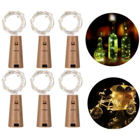 Lampe à fil de cuivre, lampe à capsule de bouteille, lampe LED pour pile bouton, lampe décorative – lot de 6, lumière chaude – RAPANDA (1/5)