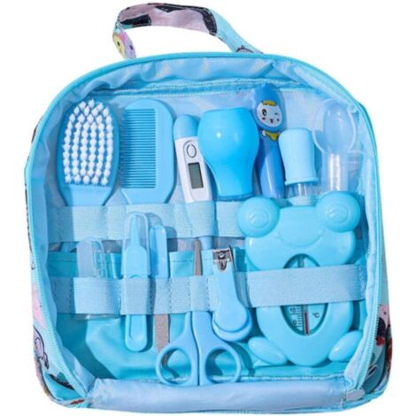 Coffret de soins pour bébé 13 pièces comprenant un coupe-ongles, un kit de nettoyage et des accessoires de toilettage (bleu, taille unique) - RAPANDA (1/5)