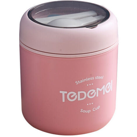 Boîte de rangement, gobelet isotherme de 530 ml pour céréales à emporter, boîte à lunch, bol à céréales avec cuillère et couvercle pour céréales, café, yaourt, idéal pour l'école, le bureau ou le camp (1/5)