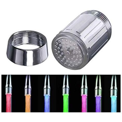 Aérateur et limiteur de débit pour robinet, robinet LED couleur, robinet à changement de couleur, pommeau de douche, filtre pour robinet, fonctionne sur piles (7 couleurs) - RAPANDA (1/5)