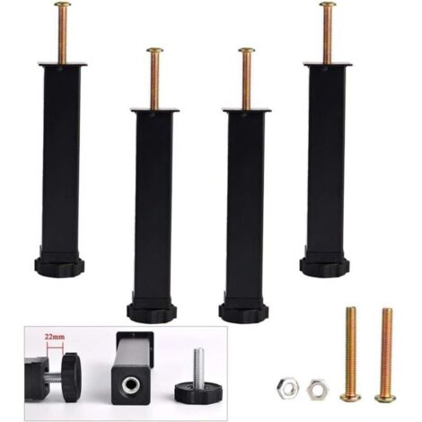 Lot de 4 pieds de meuble réglables, pieds de support pour pieds de lit, pieds de remplacement pour pieds de meuble, accessoires pour cadre de lit, hauteur réglable 30 mm (1/5)