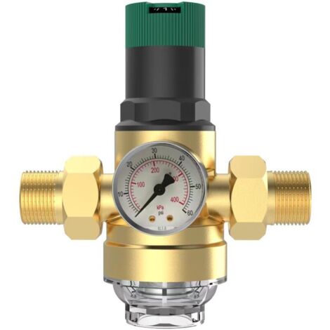 Réducteur de pression d'eau 3/4" DN20 avec manomètre et filtre en laiton, régulateur de pression, soupape de décharge, réducteur de pression d'eau réglable (1/5)