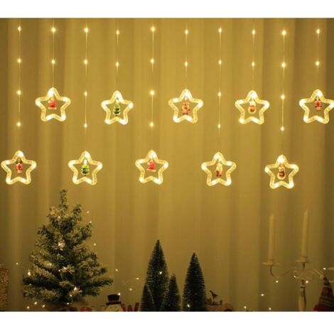 Guirlande lumineuse de Noël, guirlande de 3 m de long avec étoiles à cinq branches et 10 jolies décorations de Noël à faire soi-même, guirlande clignotante (blanc chaud) - RAPANDA (1/5)