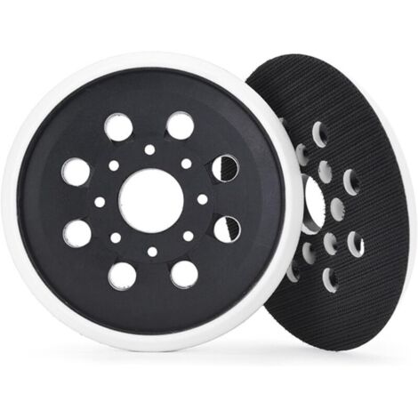 Lot de 2 patins de ponçage 125 mm avec crochet et boucle, 8 trous, compatibles avec les ponceuses excentriques Bosch PEX 300 AE et PEX 400 AE. (1/5)
