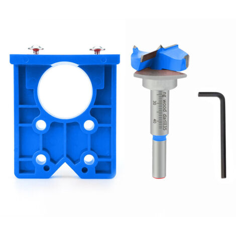 Adaptateur de rail de guidage pour le travail du bois, outil de perçage pour charnières de 35 mm, gabarit de perçage professionnel pour charnières de 35 mm, tableau des trous de finition, bleu (1/5)