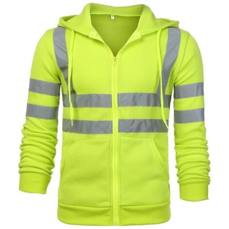 Sweat-shirt de sécurité à fermeture éclair et capuche, veste de travail réfléchissante, veste thermique polaire chaude – vert – 3XL – RAPANDA (1/5)