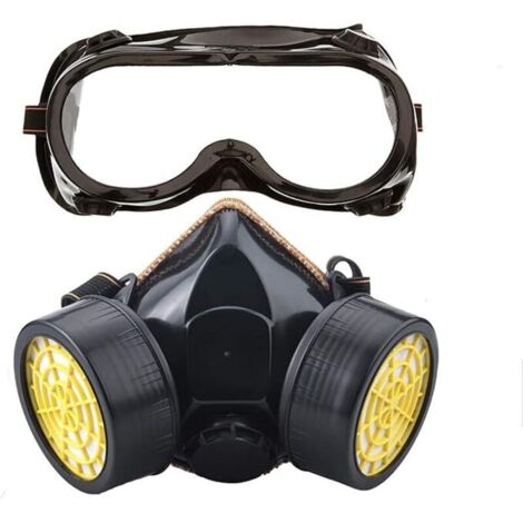 Masque de protection, masque à gaz avec 2 filtres à charbon actif Qualité professionnelle Protection contre la poussière, les pesticides, le formaldéhyde et la peinture (1/5)