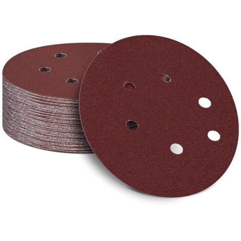 Abrasif et papier de verre Lot de 50 disques de ponçage auto-adhésifs de 150 mm - 15,2 cm - Papier abrasif auto-agrippant pour ponceuse orbitale aléatoire (grain 180)-RAPANDA (1/5)