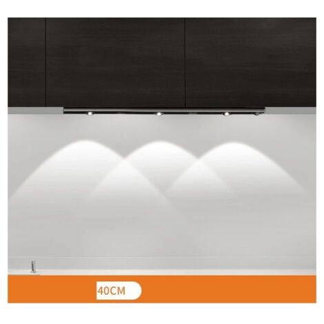 Spot LED sans fil avec détecteur de mouvement, lampe intelligente rechargeable pour cuisine, salle de bain, placards, dressing – Noir (tricolore, intensité variable) 40 cm – RAPANDA (1/5)