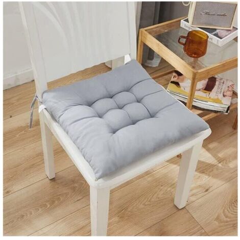 Coussins de chaise carrés gris Coussins givrés de couleur unie en coton doux et épais Convient pour le bureau, la maison ou la (1/5)