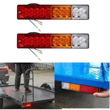 Lot de 2 12V Feux de Remorque LED,Universel LED Feux Arrière 20LED Feux de Recul Freinage Clignotant Eclairage Phare Arrière pour Remorque Camion Tracteur Caravane Bus Camping (1/5)