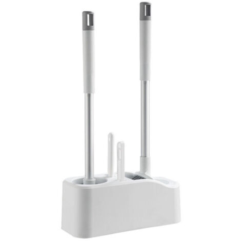 Ensemble de deux brosses de toilette murales de qualité supérieure, brosse de toilette en plastique à long manche avec base poreuse, brosse de toilette pour salle de bain, nettoyage de salle de bain (1/4)