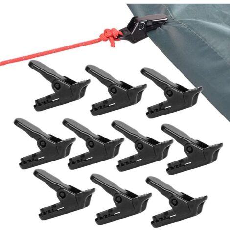 10 pcs Pinces de tente réglables, ensemble de pinces pour auvent, bâche fixe, excellente adhérence, clips de bâche polyvalents, accessoires de tente pour camping et bâches (1/5)