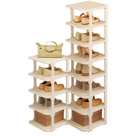 Meuble à chaussures, Petit porte - chaussures en plastique facile sans installation armoire à chaussures - 7 couches pour 8 paires de chaussures (1/5)