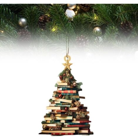 DéCoration De Librairie De NoëL, Ornement à Suspendre, Pendentif Livres DéCoration De FêTe DéCoration à Suspendre Decoration Noel, Moins De 2 Euro, Sapin Suspension Ornement Plat en Acrylique 2D (1/4)