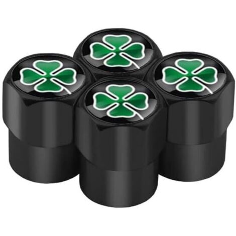 CSPARKV (1.3×1×1cm)4 Pièces Bouchons de Valve de Voiture pour Alfa Romeo 159 Giulietta 147 Mito Giulia 156 166 GT Stelvio Tonale, Couvercle de Valve de Pneu de Voiture étanche et Anti-Poussière,A Blac (1/4)