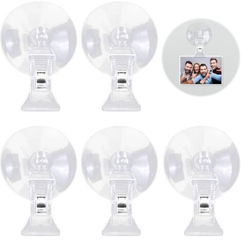 5 Pezzi Clip Ventouse Transparent, Clip Ventouses Avec Crochets per Vetri, Acquario, Casa e Supermercato, Ventouse Pince per Ventosa per Vetro, Robusto, Durevole e Pratico per Gancio Ventosa (1/5)
