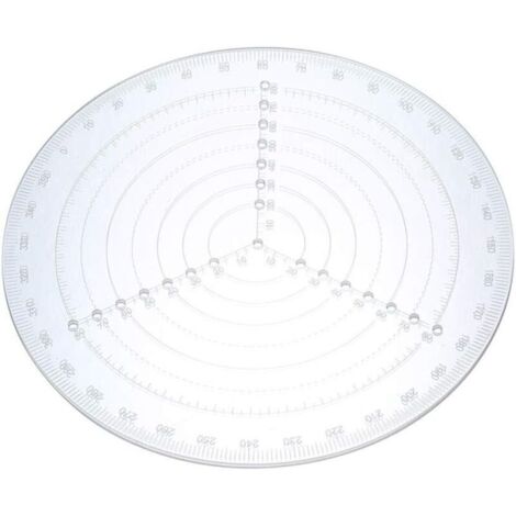 20cm Jauge de Cercle d'outil de centrage de Tour en Acrylique Clair Boussole de Recherche de Centre Rond pour Dessiner des Cercles Outil de Travail de Tour à Bois