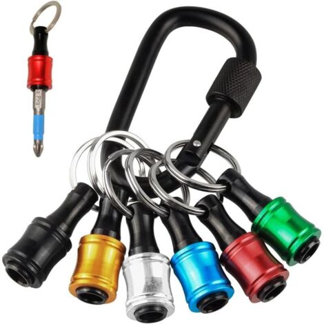 CSPARKV 6pcs Porte-embouts à Main de Tournevis à Hex, 1/4 Adaptateur de Vis à Main de Foret Barre d'extension Portable avec Porte-Clés pour Extension Rapide et Dégagement Poignée de Perceuse (1/5)