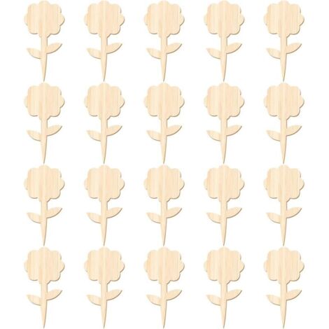 CSPARKV 20 Pièces Étiquettes Plantes Étiquette Bamboo Garden Marquage Plantes Étiquette Marquage Forme Fleur Bambou Étiquette Marquage Ecologique Plantes Étiquettes Plantes Bamboo pour Jardin (fleurs) (1/5)